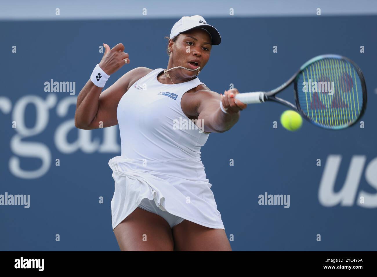 Joueur de tennis Taylor Townsend en action aux US Open 2024 Championships, Billie Jean King Tennis Center, Queens, New York, États-Unis. Banque D'Images