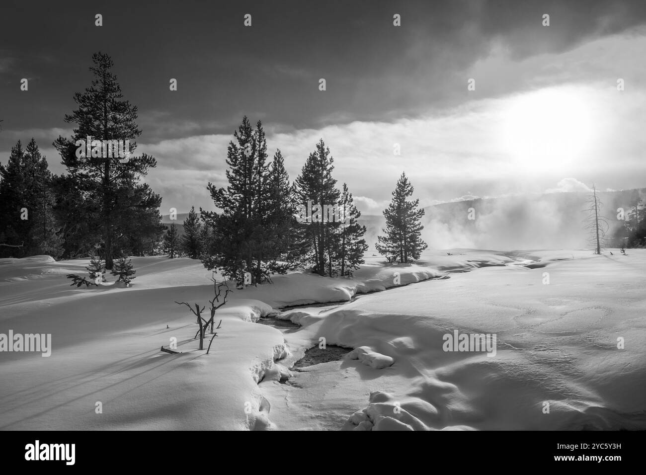 WY05105-00..... WYOMING - hiver dans le bassin supérieur de Geyser près de Old Faithful, parc national de Yellowstone. Banque D'Images