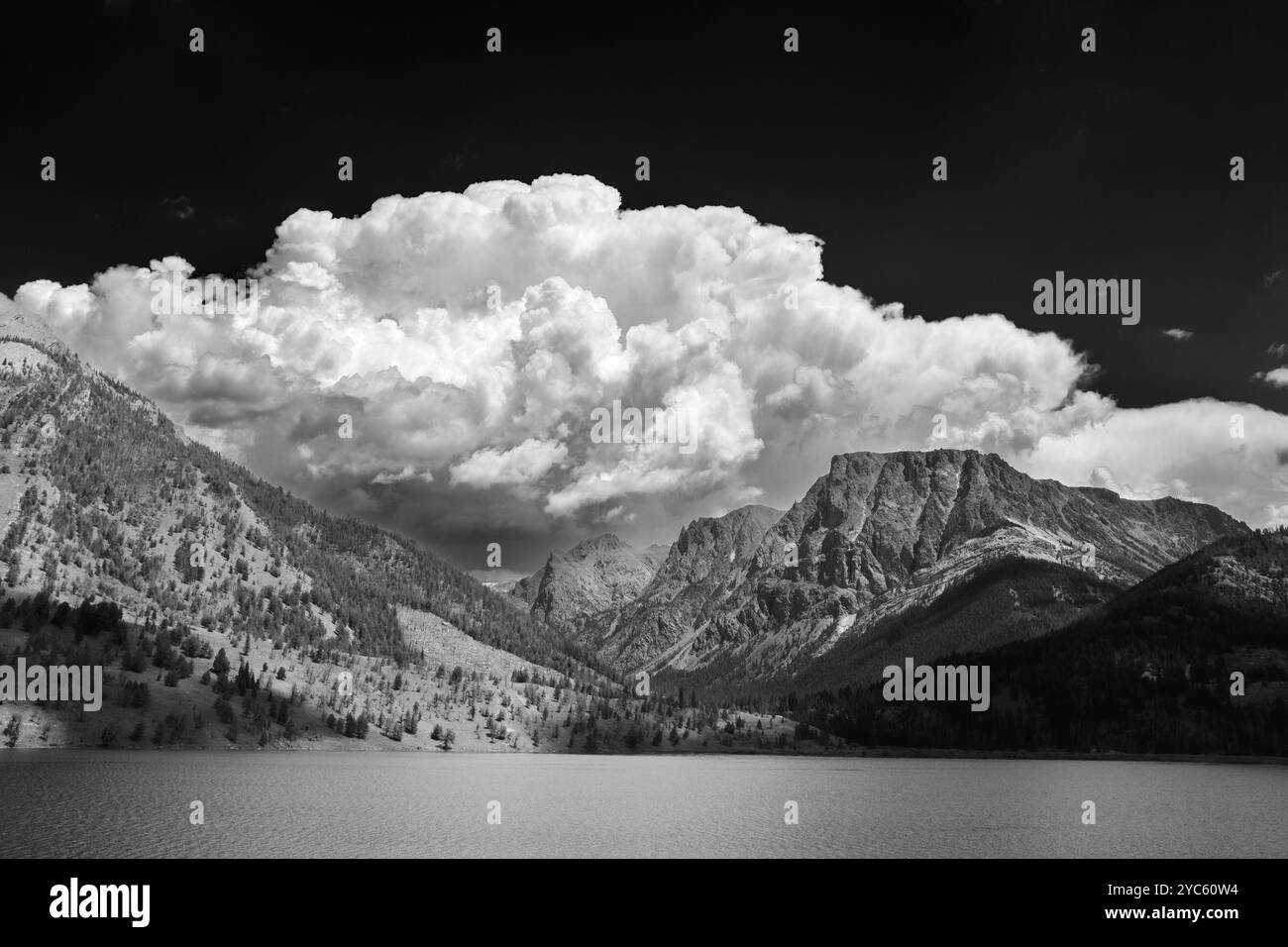 WY05490-00-BW....WYOMING - nuages orageux au-dessus du lac Green River, de la nature sauvage de Bridger, de la forêt nationale de Bridger. Banque D'Images