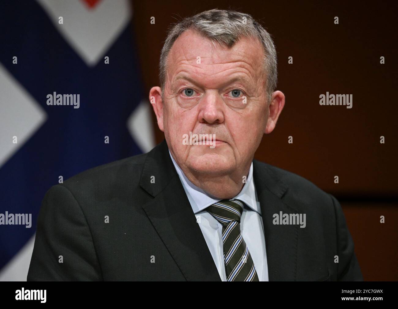 Berlin, Allemagne. 21 octobre 2024. Lars Lokke Rasmussen, ministre des Affaires étrangères du Danemark, assiste à une célébration marquant le 25e anniversaire de l'ambassade des pays nordiques. Crédit : Jens Kalaene/dpa/Alamy Live News Banque D'Images