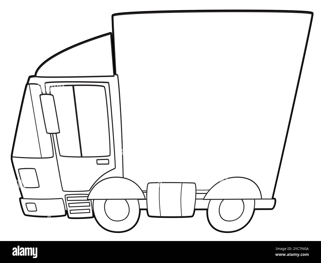 scène de dessin animé avec camion de cargaison sur fond blanc coloriage illustration isolée pour les enfants Banque D'Images