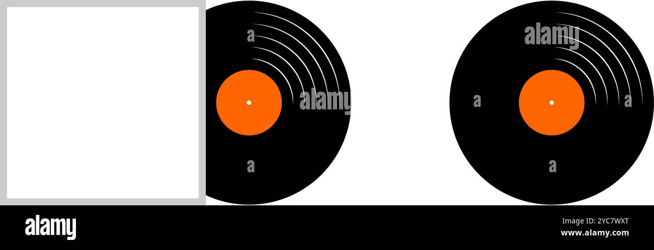 Retrait de la plaque d'enregistrement en vinyle du couvercle vide. LP ou disque de musique longue durée isolé sur fond blanc. Nouveau concept d'album single ou chanson. années 60 années 70 années 80 thème de nostalgie. Illustration vectorielle plate. Illustration de Vecteur