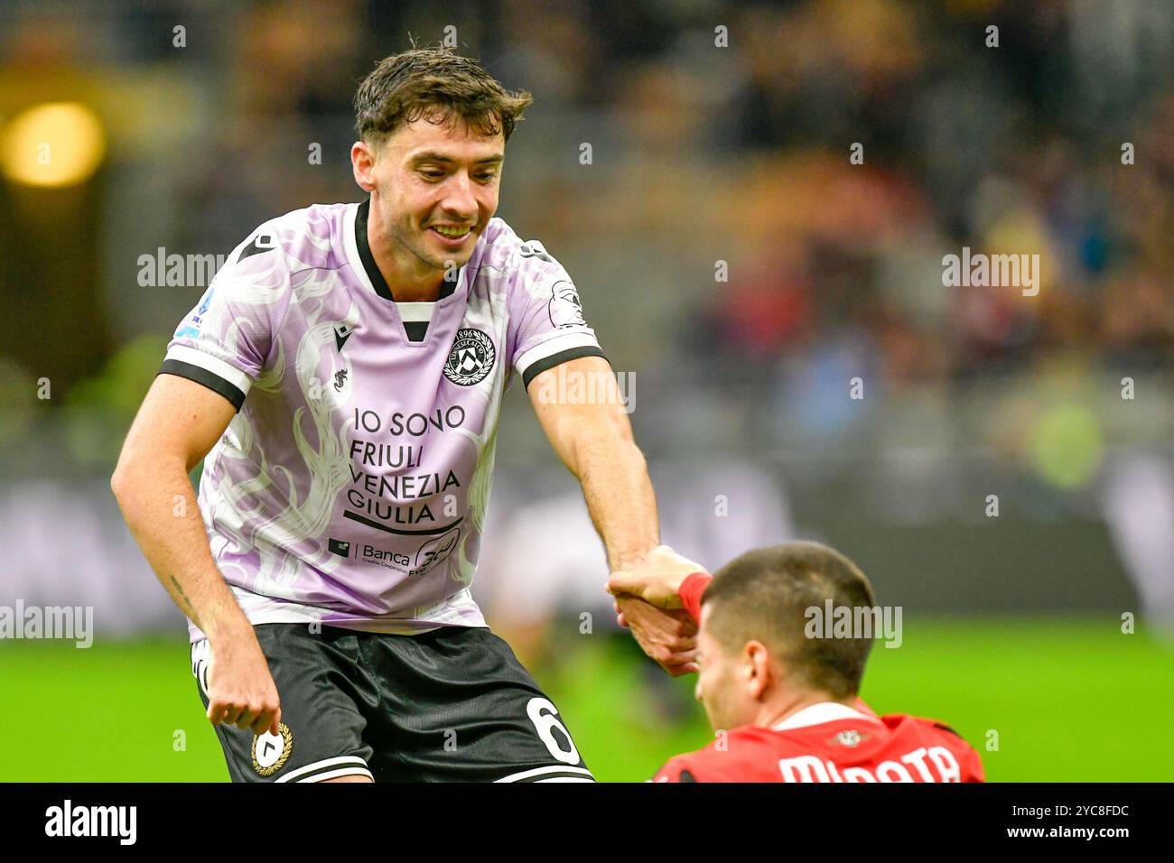 Milan, Italie. 19 octobre 2024. OiER Zarraga (6 ans) d'Udinese vu lors du match de Serie A entre AC Milan et Udinese à San Siro à Milan. Banque D'Images