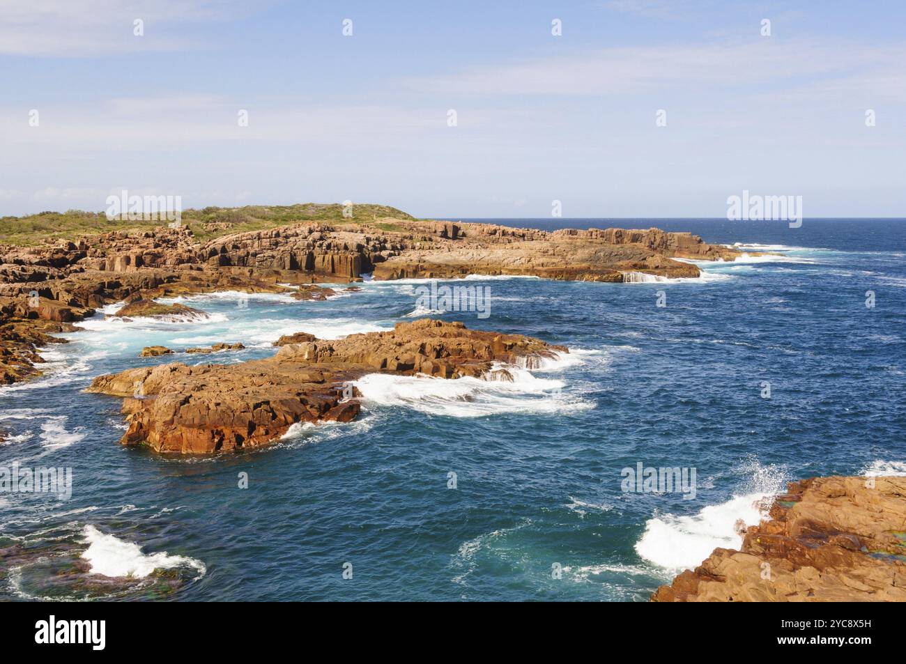 Érosion par l'eau de mer dans Fishermans Bay près de Nelson Bay, Port Stephens, Nouvelle-Galles du Sud, Australie, Océanie Banque D'Images