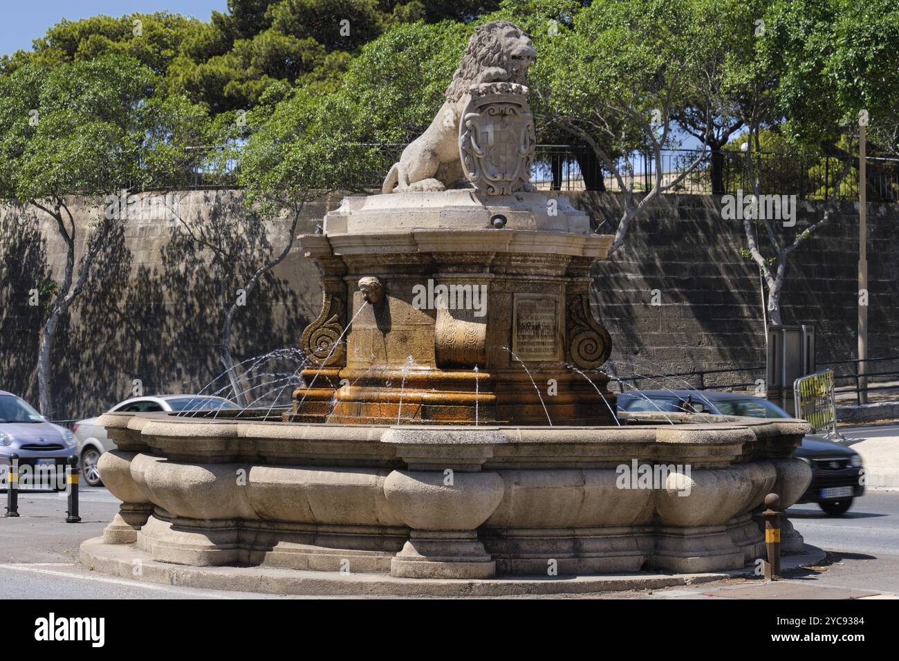 La fontaine du lion est une fontaine baroque installée en 1728 par le Grand Maître Antonio Manoel de Vilhena, Floriana, Malte, Europe Banque D'Images