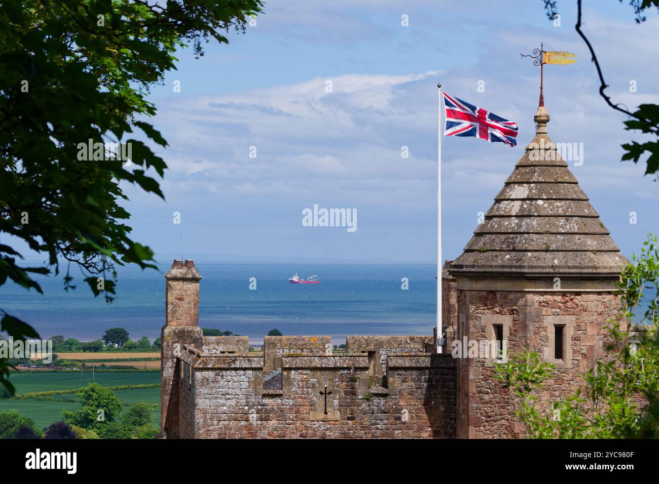 Vue sur le château de Dunster Banque D'Images