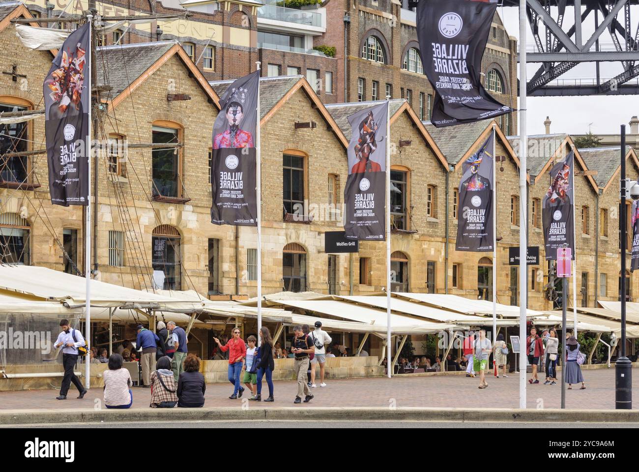 Magasins Bond en grès de deux étages sur Campbells Cove, Sydney, Nouvelle-Galles du Sud, Australie, Océanie Banque D'Images