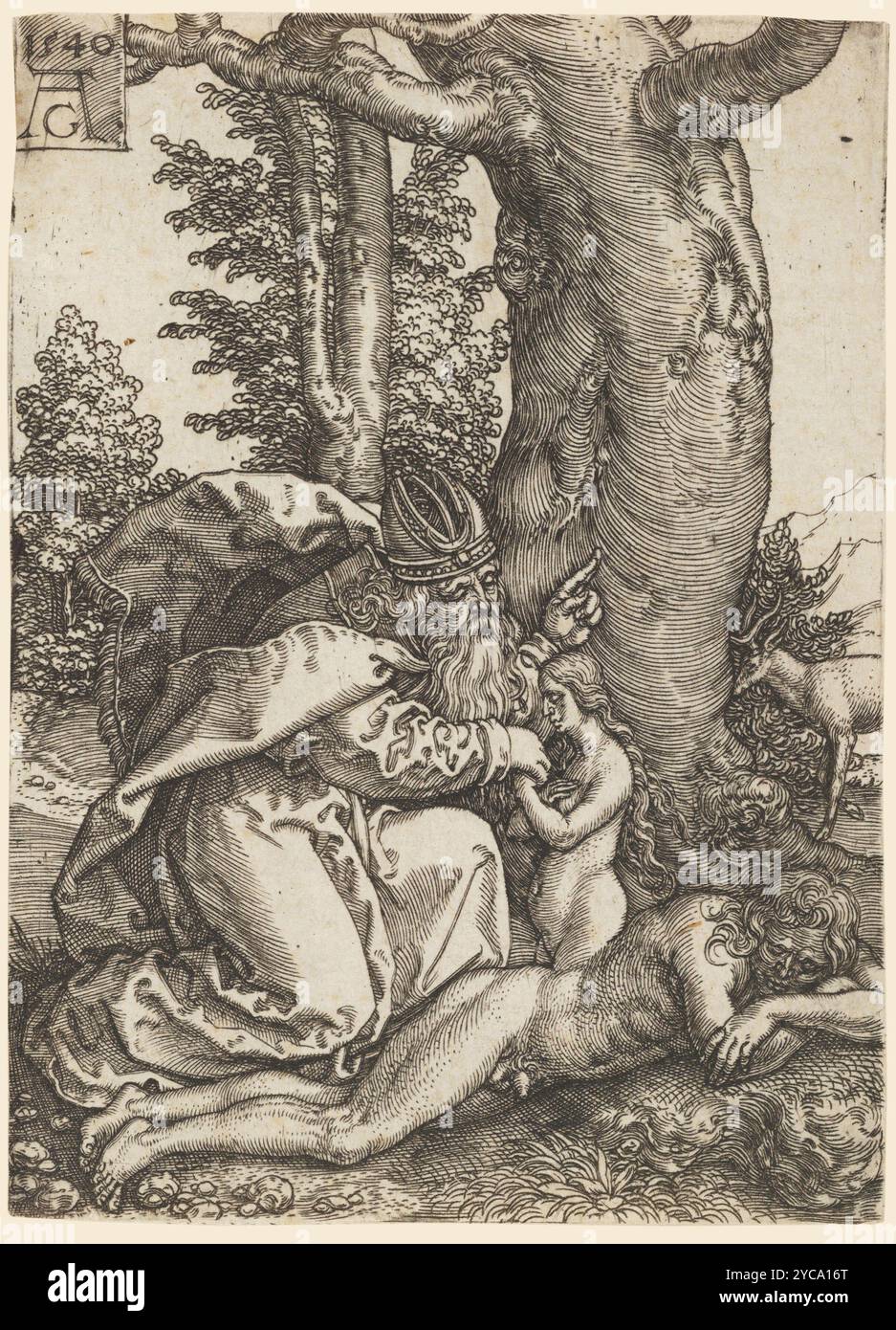 La création d'Ève, à partir de l'histoire d'Adam et Ève - gravure de Heinrich Aldegver (1502-1561) Banque D'Images