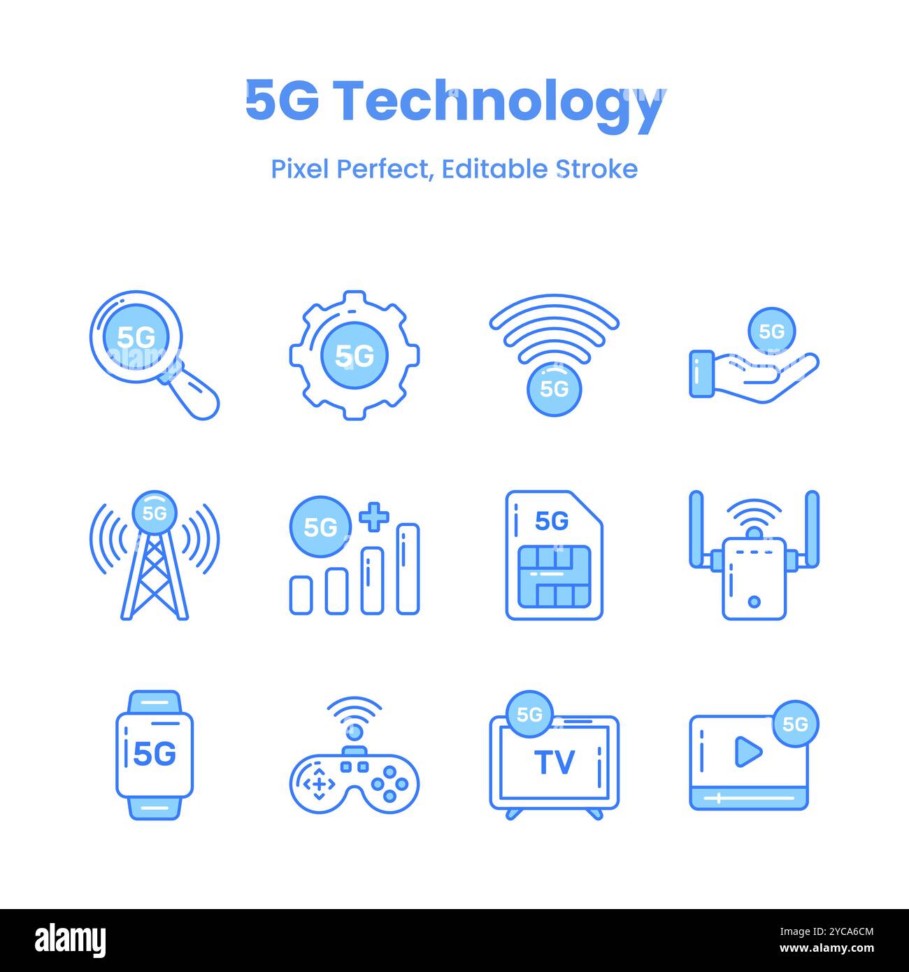 Transformez vos projets avec nos icônes de réseau 5G Ajoutez une touche de sophistication et transmettez la promesse d'une connectivité ultra-rapide pour vous captiver Illustration de Vecteur