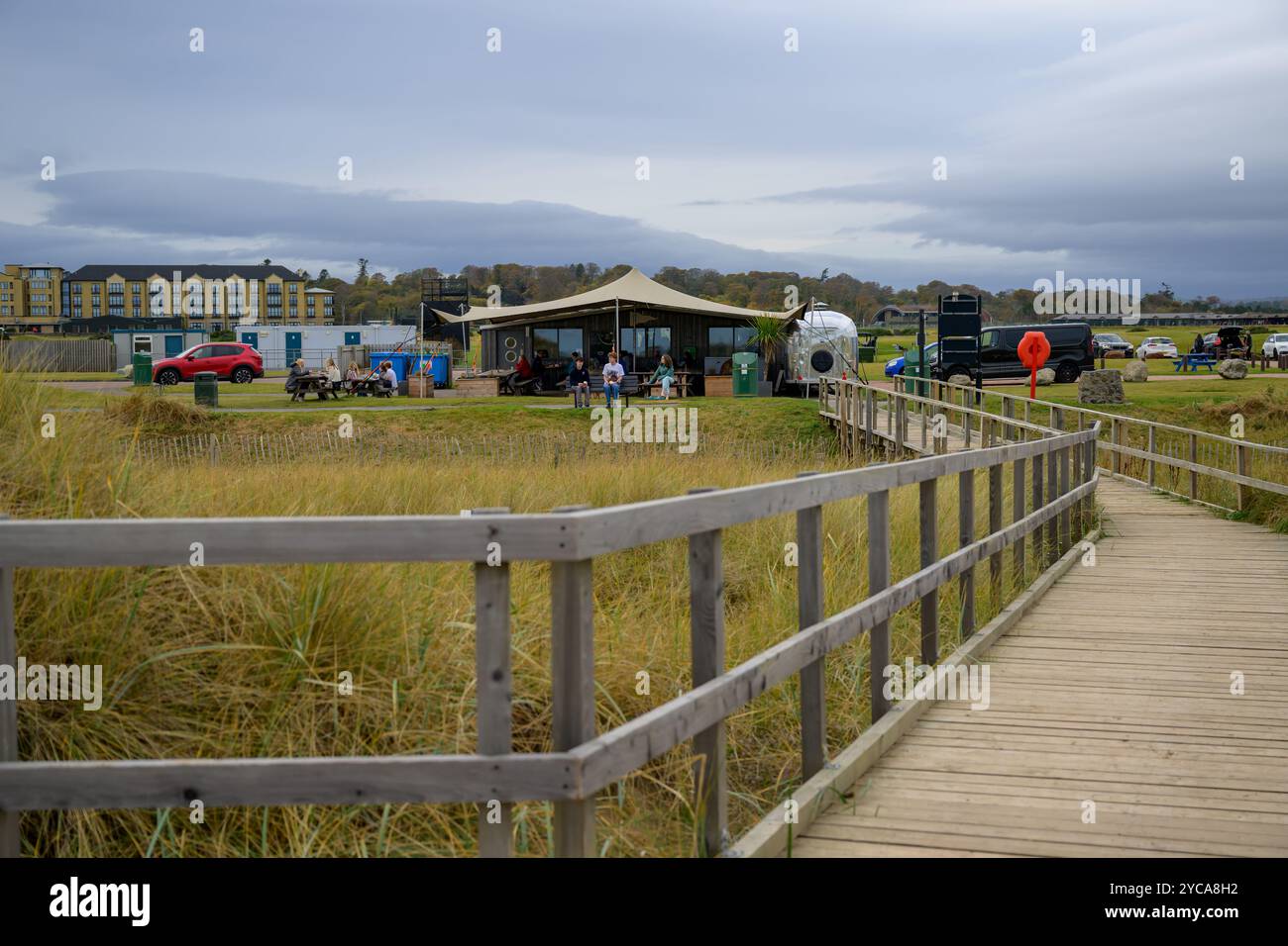 Dook Cafe sur la plage de sable ouest St Andrews, Fife Écosse Banque D'Images