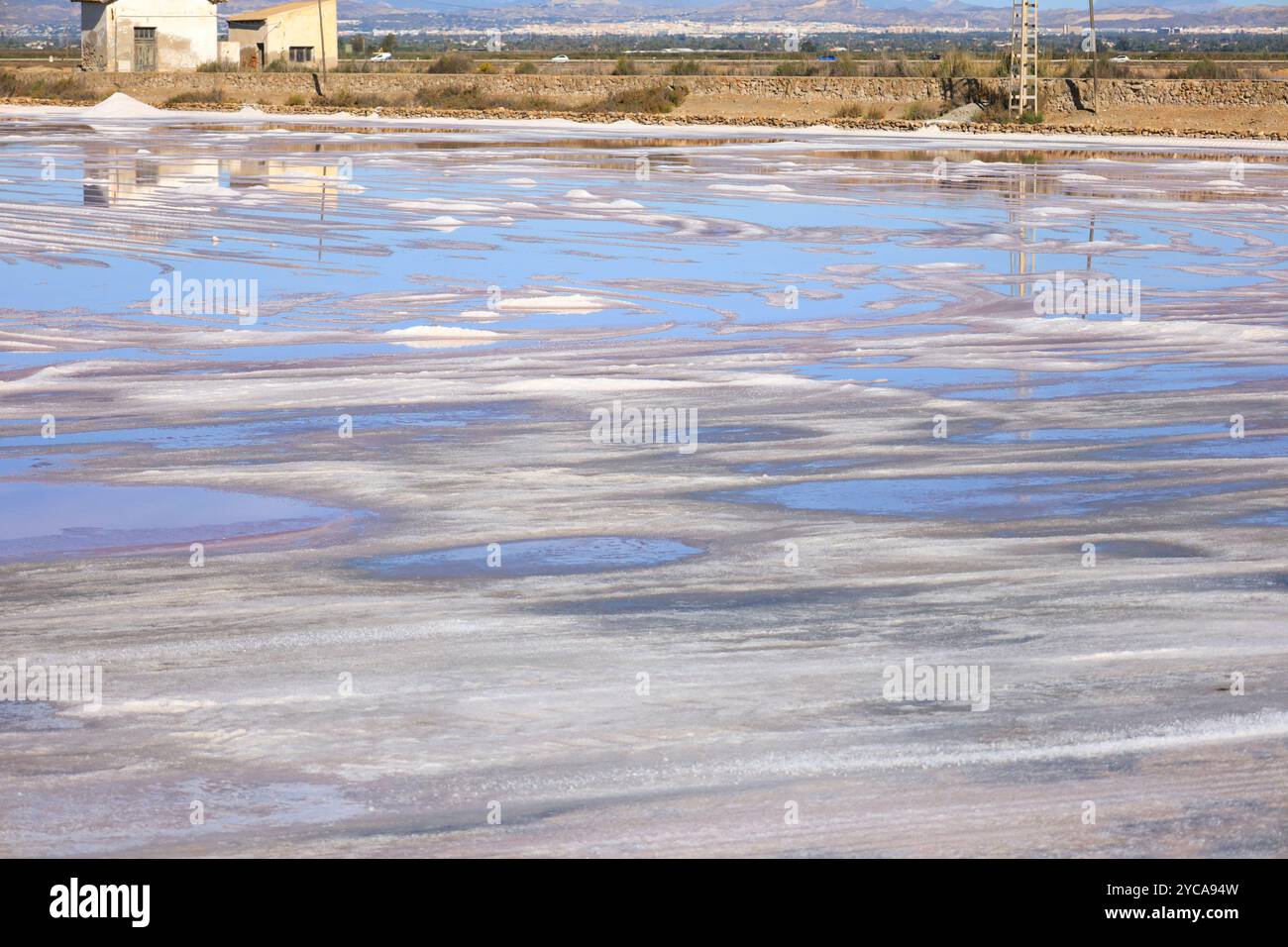 Beau paysage de salines dans le parc naturel de la ville de Santa Pola, Alicante, Espagne Banque D'Images