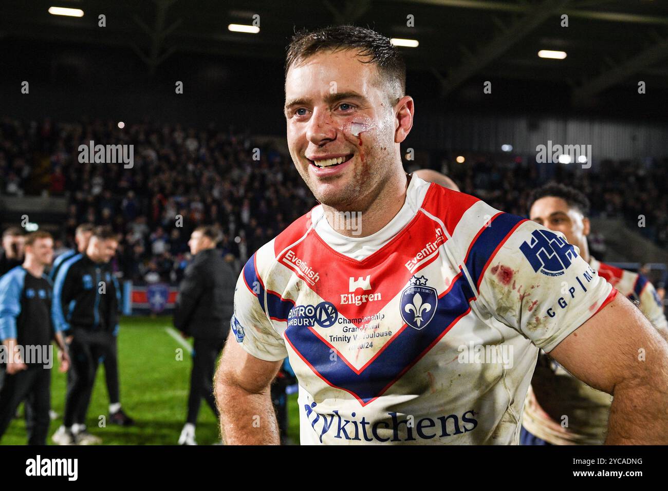 Wakefield, Angleterre - 19 octobre 2024 - Ian Thornley de Wakefield Trinity célèbre sa victoire. Rugby League, Betfred Championship Grand final, Wakefield Trinity vs Toulouse Olympique au DIY Kitchens Stadium, Wakefield, UK Dean Williams Banque D'Images