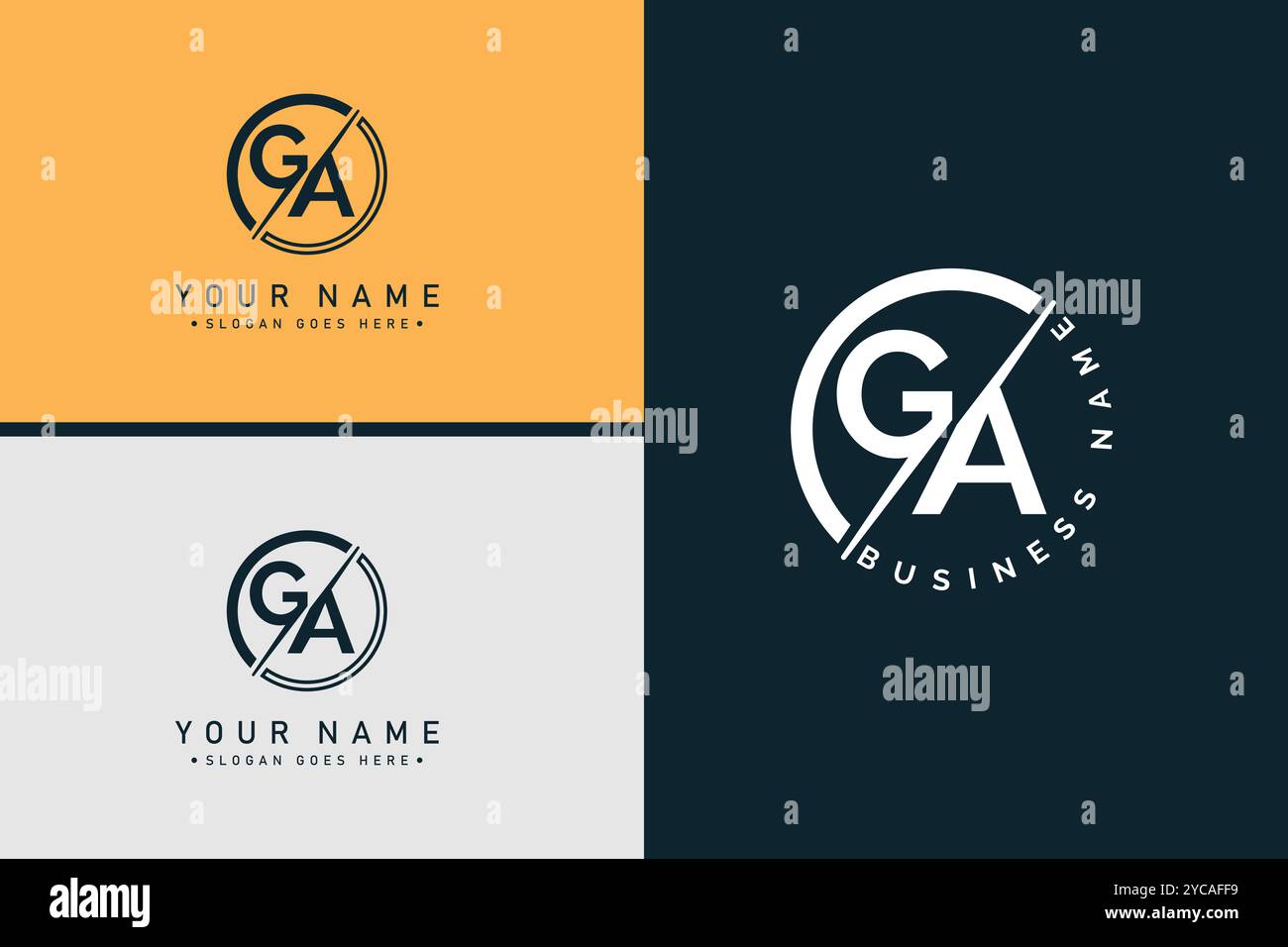 Monogramme créatif pour lettre initiale GA logo - modèle minimal de logo vectoriel pour alphabet G & A. Illustration de Vecteur