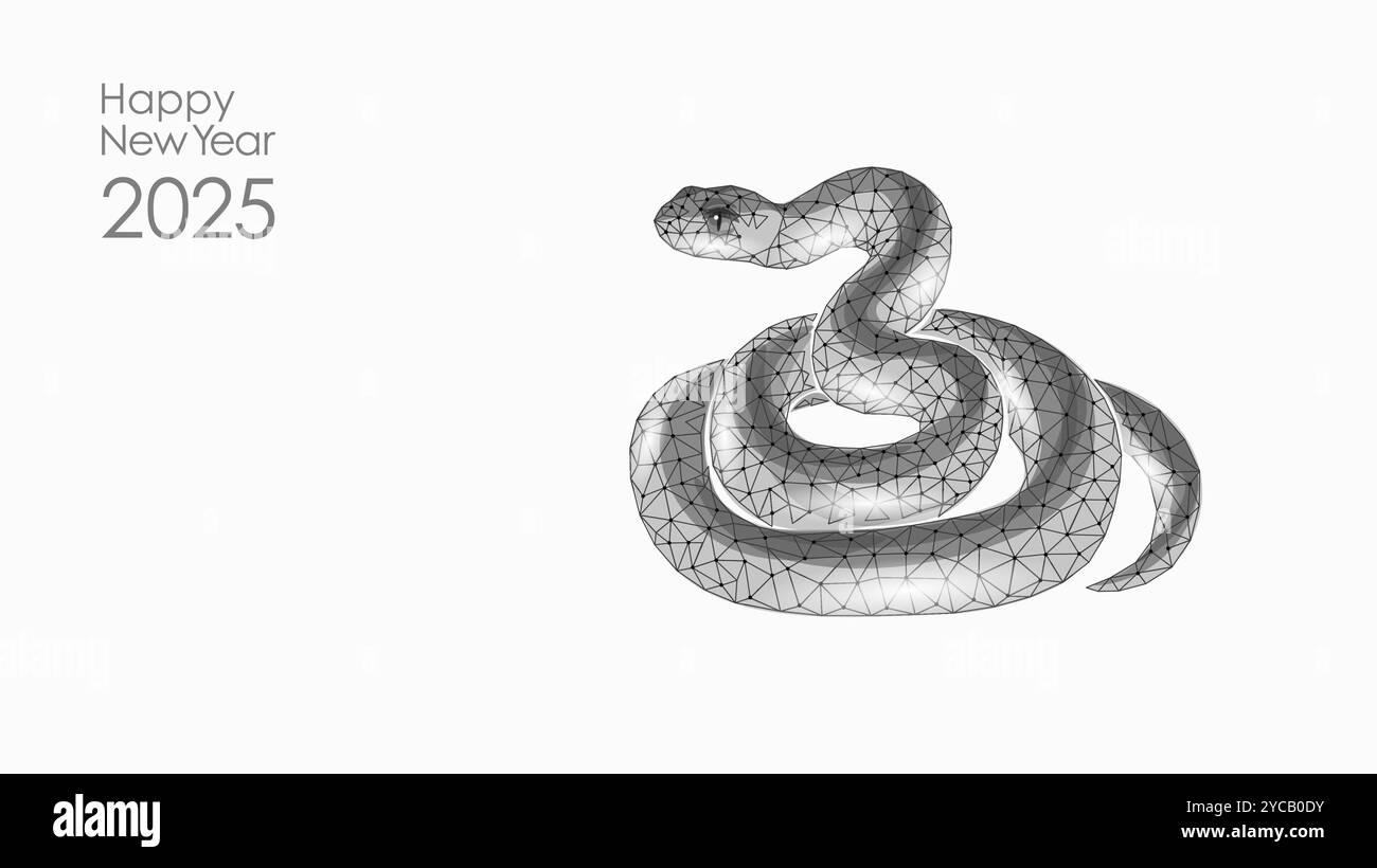 Snake Symbol Chinese New Year 2025 concept. Signe traditionnel de l'année basse poly polygonal bleu moderne. Vecteur de modèle de cartes de vœux d'affiche Illustration de Vecteur