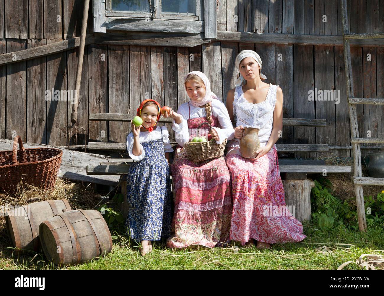 Photo de style rétro de mère avec deux filles Banque D'Images