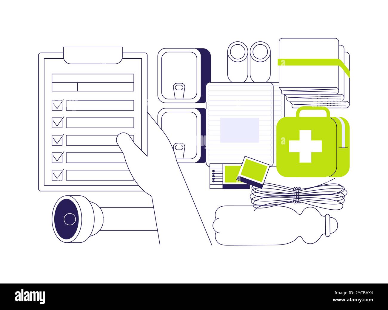 Illustration vectorielle de concept abstraite de kit d'urgence de catastrophe. Illustration de Vecteur