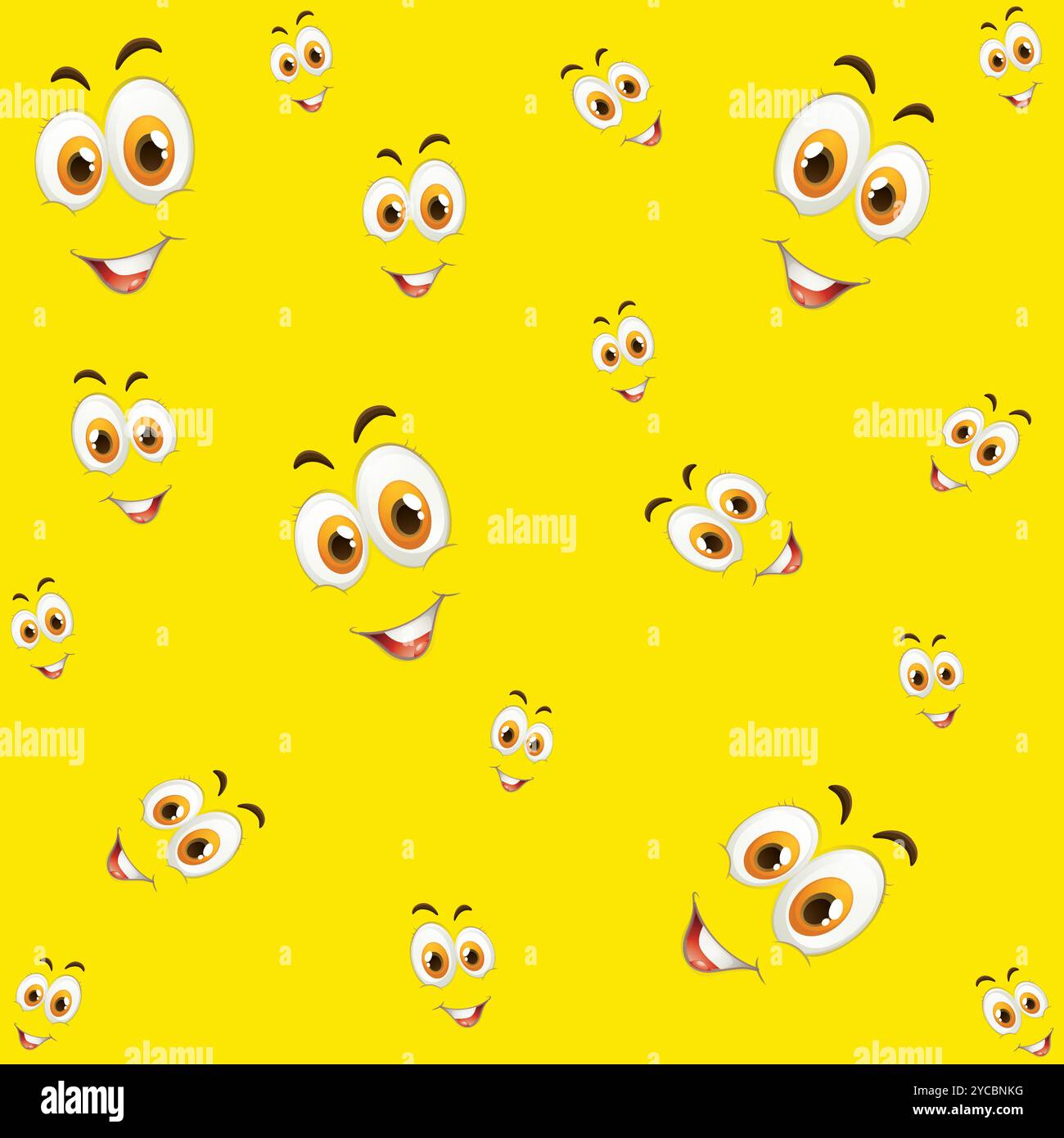 Fond transparent avec différentes expressions faciales. Visages de bande dessinée et emojis avec différentes expressions faciales modèle sans couture. Arrière-plan vectoriel Illustration de Vecteur