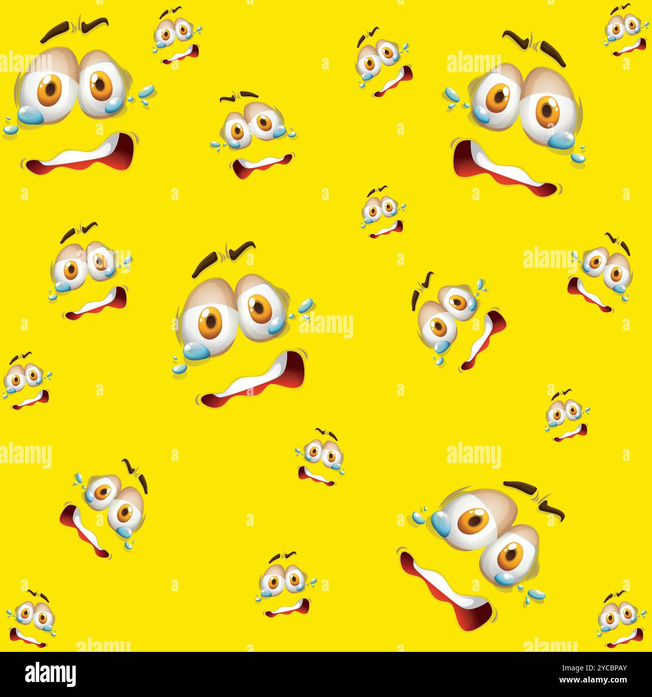 Fond transparent avec différentes expressions faciales. Visages de bande dessinée et emojis avec différentes expressions faciales modèle sans couture. Arrière-plan vectoriel Illustration de Vecteur