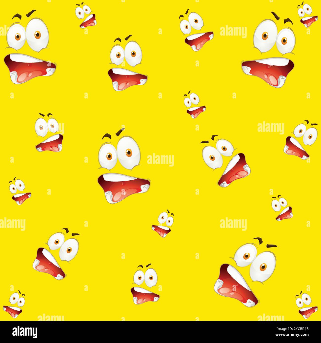 Fond transparent avec différentes expressions faciales. Visages de bande dessinée et emojis avec différentes expressions faciales modèle sans couture. Arrière-plan vectoriel Illustration de Vecteur