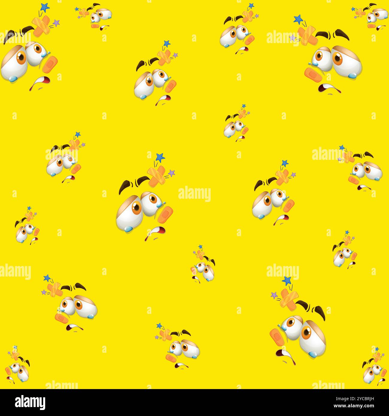 Fond transparent avec différentes expressions faciales. Visages de bande dessinée et emojis avec différentes expressions faciales modèle sans couture. Arrière-plan vectoriel Illustration de Vecteur