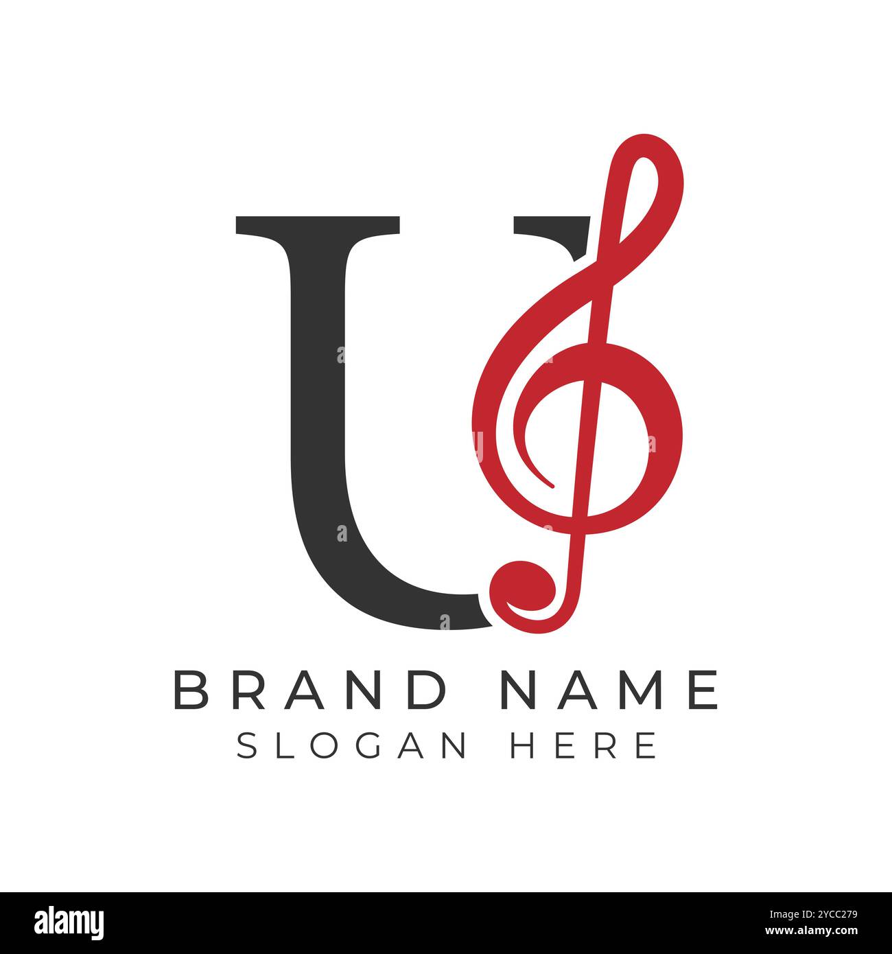 Lettre initiale U avec icône style de note musicale. Logo Alphabet U Music Illustration de Vecteur