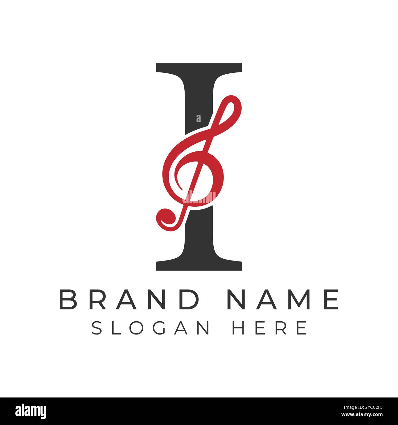 Lettre initiale I avec icône style de note musicale. Logo Alphabet I Music Illustration de Vecteur