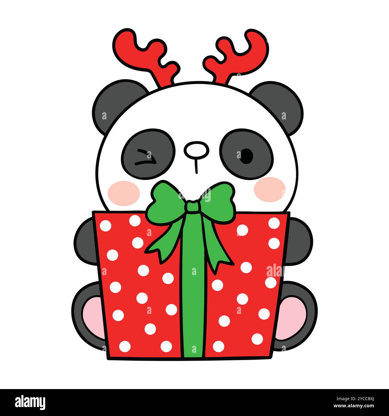 Joli dessin animé Panda célébrant Noël illustration vectorielle - adorable Holiday Panda Clipart Illustration de Vecteur