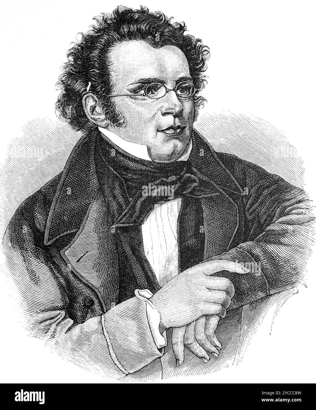 Franz Schubert (Vienne 1779 - 1829 Vienne) compositeur autrichien, de sonates, symphonies, musique sacrée, opéras, époque romantique, illustration historique 1892 Banque D'Images