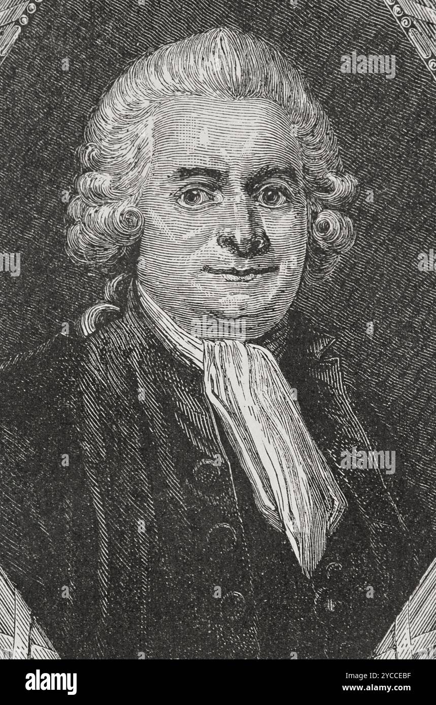 Guy-Jean-Baptiste Target (1733-1806). Avocat et homme politique français. En 1789, il est élu député du tiers état à Paris aux États généraux. Il soutient la loi sur la Constitution civile du clergé, dont il est l'un des principaux auteurs. Il a présidé l'Assemblée nationale constituante du 18 janvier au 2 février 1790. Portrait. Gravure par Pannemaker. "Histoire de la Révolution française". Volume I, 1876. Banque D'Images