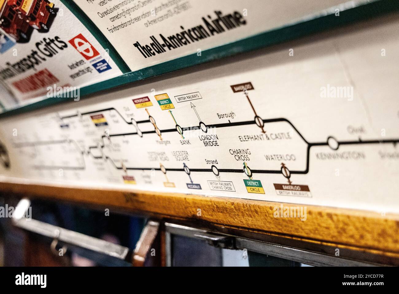 Carte de la ligne du Nord à l'intérieur du stock car de métro 1938, London transport Museum, Londres, Angleterre Banque D'Images