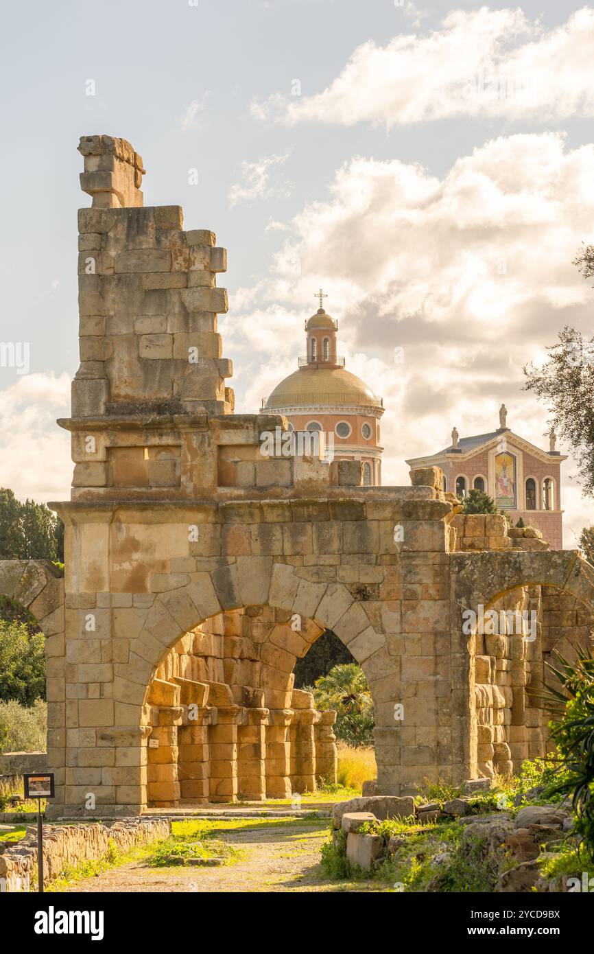 Ruines gréco-romaines, zone archéologique de ​​Tindari, Tindari, Patti, Messine, Sicile, Italie Banque D'Images