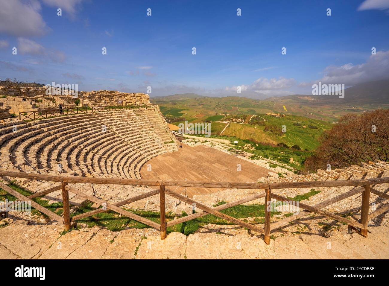 Théâtre antique, IIe siècle av. J.-C., Segesta, Calatafimi , Trapani, Sicile, Italie Banque D'Images
