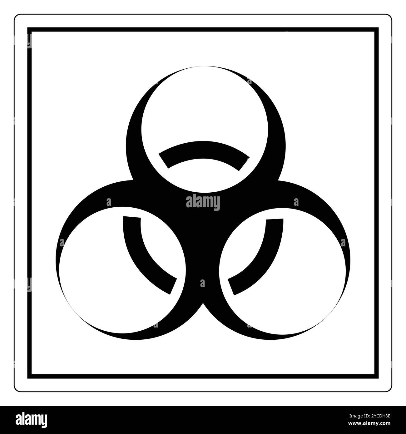 Cette image présente un symbole d'avertissement de danger biologique avec trois cercles interconnectés, mettant l'accent sur la sécurité et la prudence dans les environnements dangereux. Illustration de Vecteur