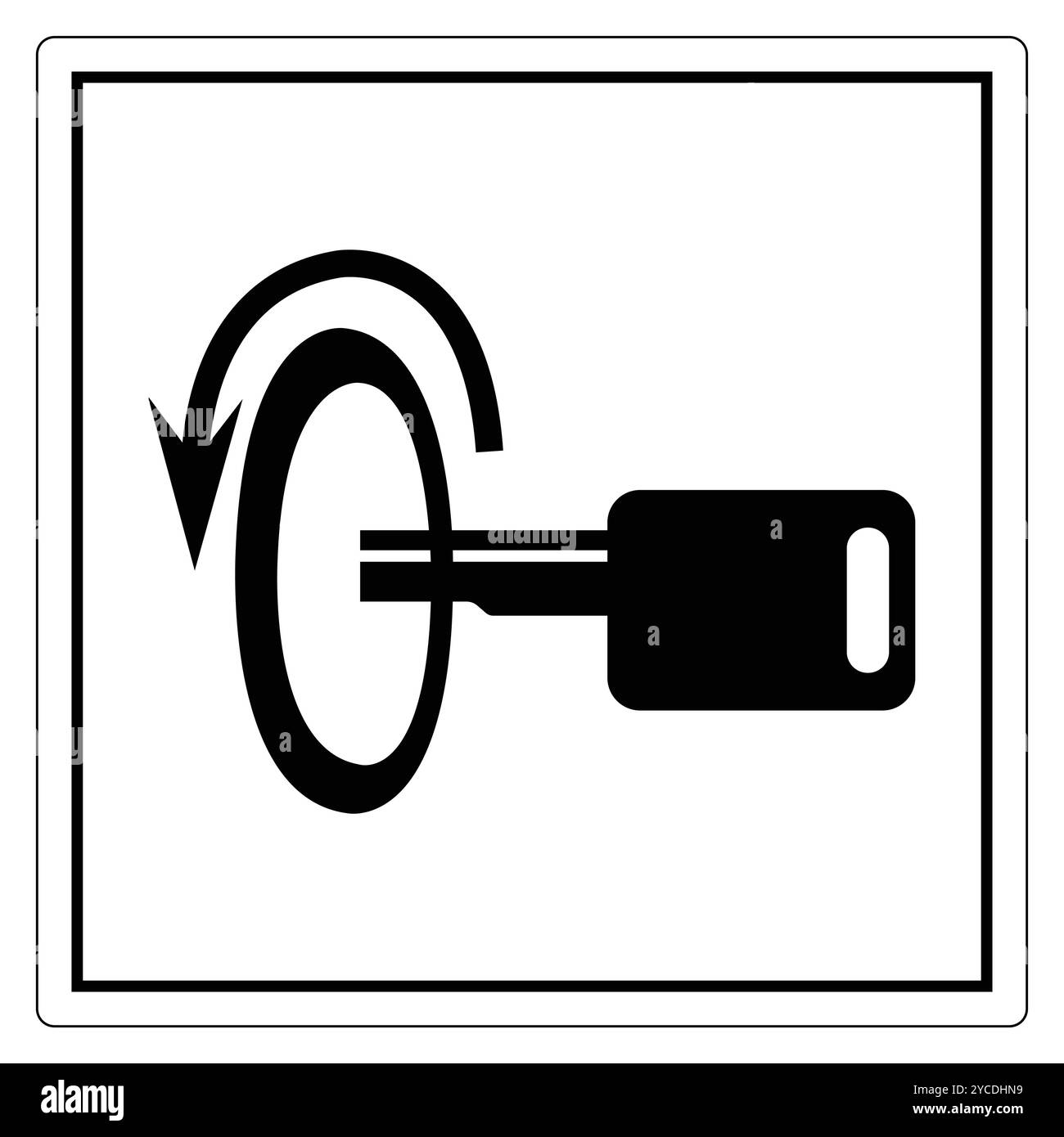 Symbole de rotation de clé simple avec flèche, indiquant la sécurité et le contrôle d'accès. Idéal pour illustrer les mécanismes de verrouillage ou les systèmes d'accès. Illustration de Vecteur