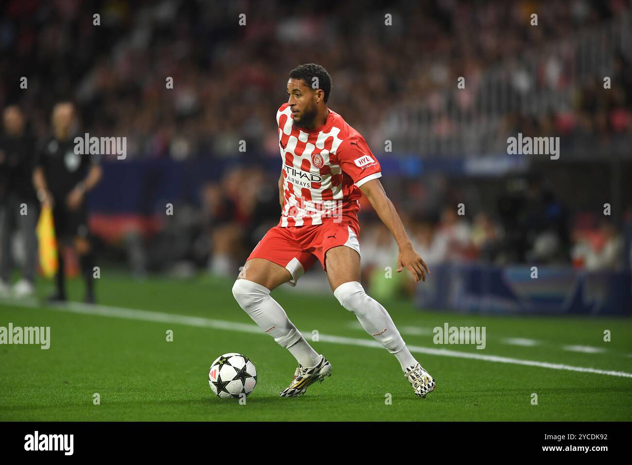 Gérone, ESP. 22 octobre 2024. GIRONA FC-SLOVAN BRATISLAVA 22 octobre 2024 Danjuma (11) du Girona FC lors du match de phase de la Ligue des Champions 2024/25 de l'UEFA entre Girona FC et Slovan Bratislava au stade municipal de Montilivi à Gérone, Espagne. Crédit : Rosdemora/Alamy Live News Banque D'Images
