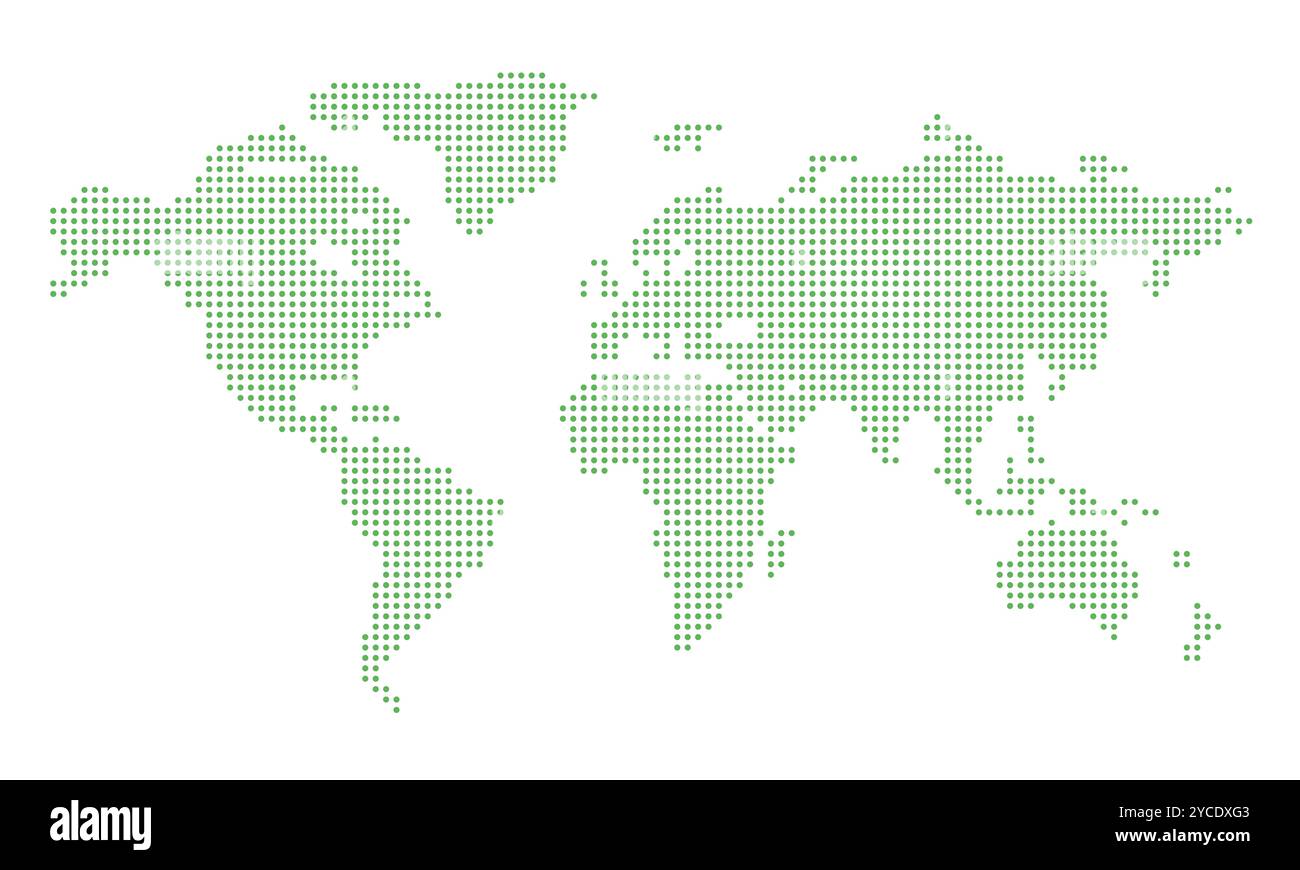 Vecteur de carte du monde en pointillé, arrière-plan isolé. Flat Earth, modèle de carte verte pour le modèle de site Web, rapport anual, inphographics. Globe similaire carte du monde Illustration de Vecteur