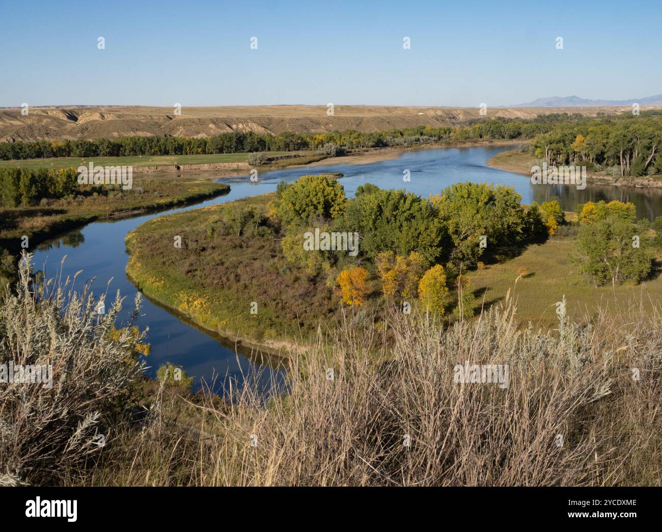 Vue sur les rivières Marias et Missouri au point de décision de l'expédition Lewis et Clark dans le Montana Banque D'Images