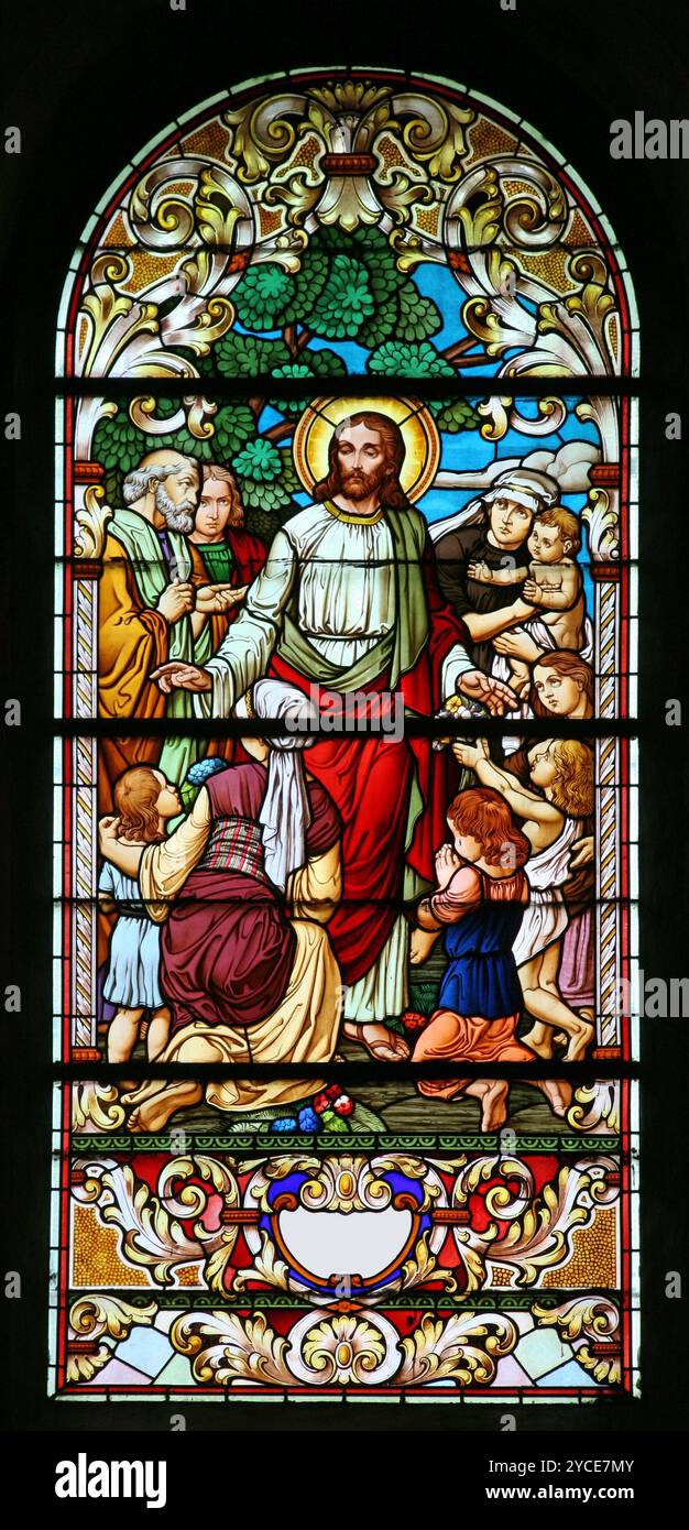 Jésus bénit les mères avec des enfants Banque D'Images