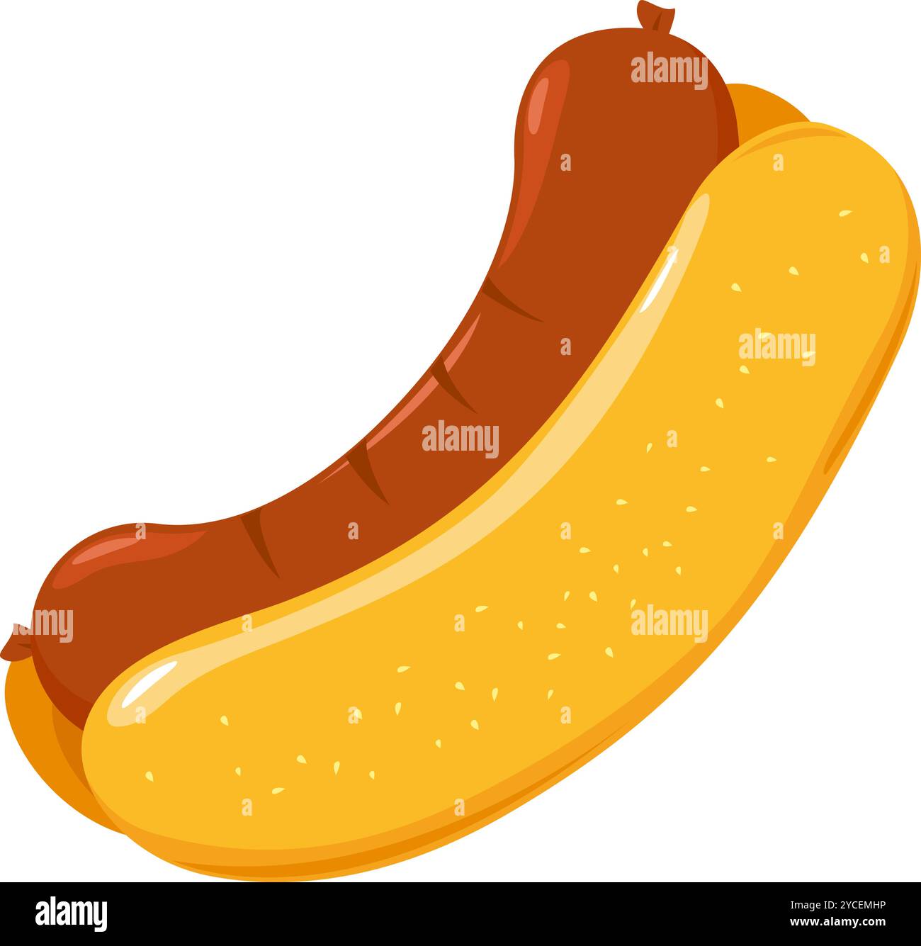 Sandwich hot-dog. Saucisse rôtie dans des petits pains. Restaurant fast-food sous-sandwich avec saucisse. Illustration vectorielle Illustration de Vecteur