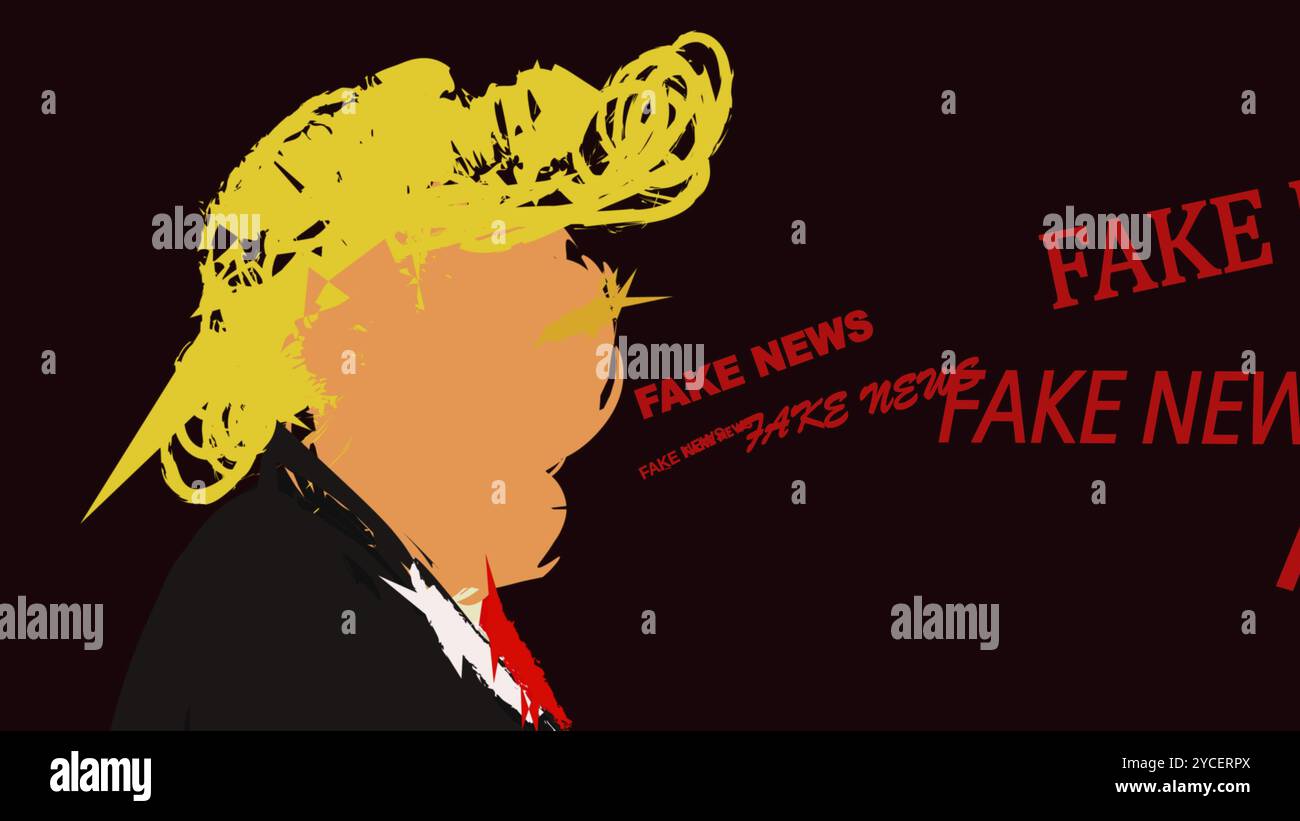 Animation du président américain qui dit de fausses nouvelles tout le temps Banque D'Images