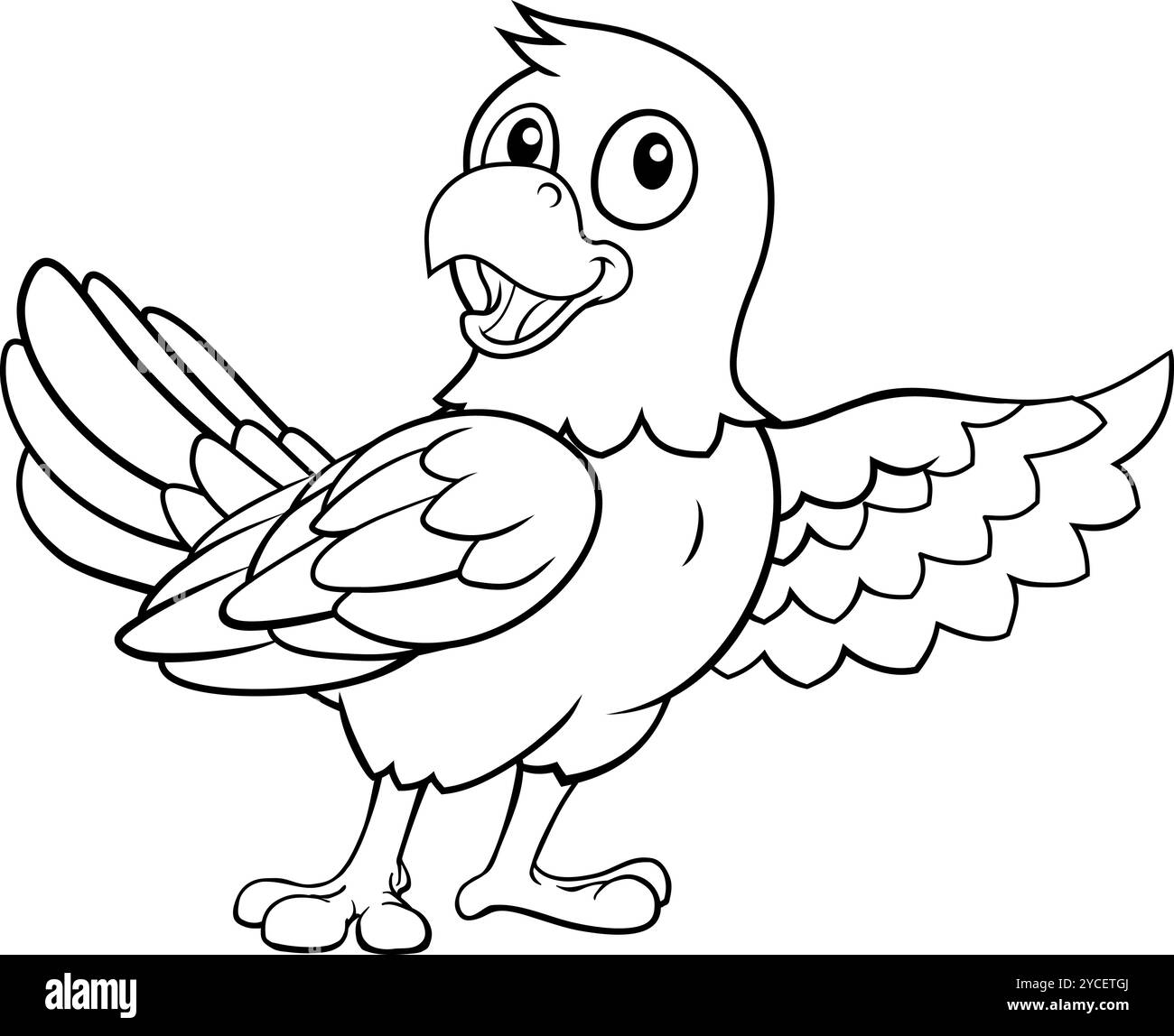 Parrot Macaw Bird Cartoon coloriage Mascot Illustration de Vecteur
