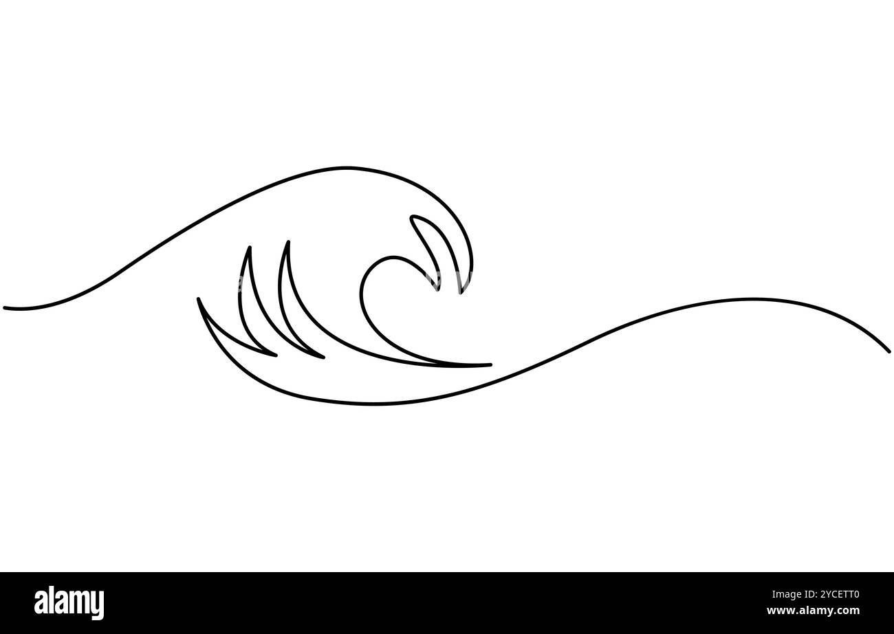 Une seule ligne simple dessin de vagues océaniques. Illustration vectorielle de dessin de ligne continue d'onde de mer Illustration de Vecteur