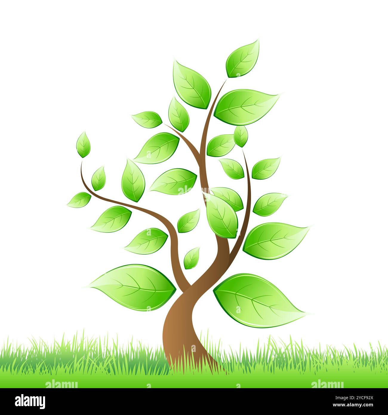 illustration de l'arbre vecteur poussant dans l'herbe Banque D'Images