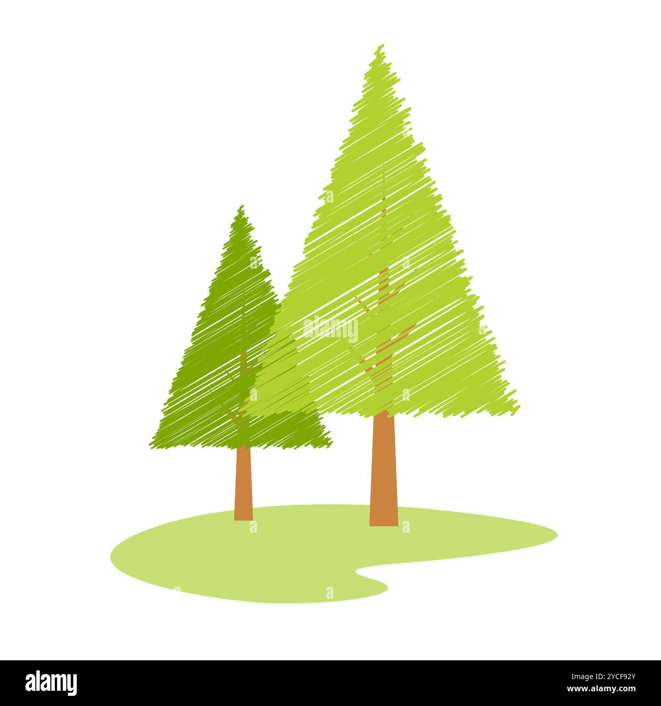 illustration de l'arbre vectoriel avec effet d'esquisse sur un arrière-plan isolé Banque D'Images