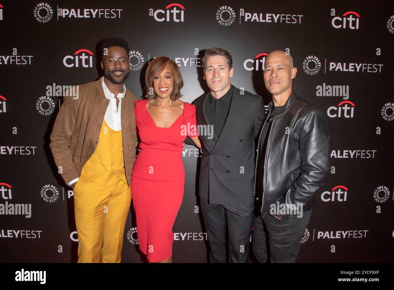 New York, États-Unis. 22 octobre 2024. (G-d) Nate Burleson, Gayle King, Tony Dokoupil et Vladimir Duthiers assistent aux « CBS Mornings » pendant le PaleyFest 2024 au Paley Museum de New York. Crédit : SOPA images Limited/Alamy Live News Banque D'Images