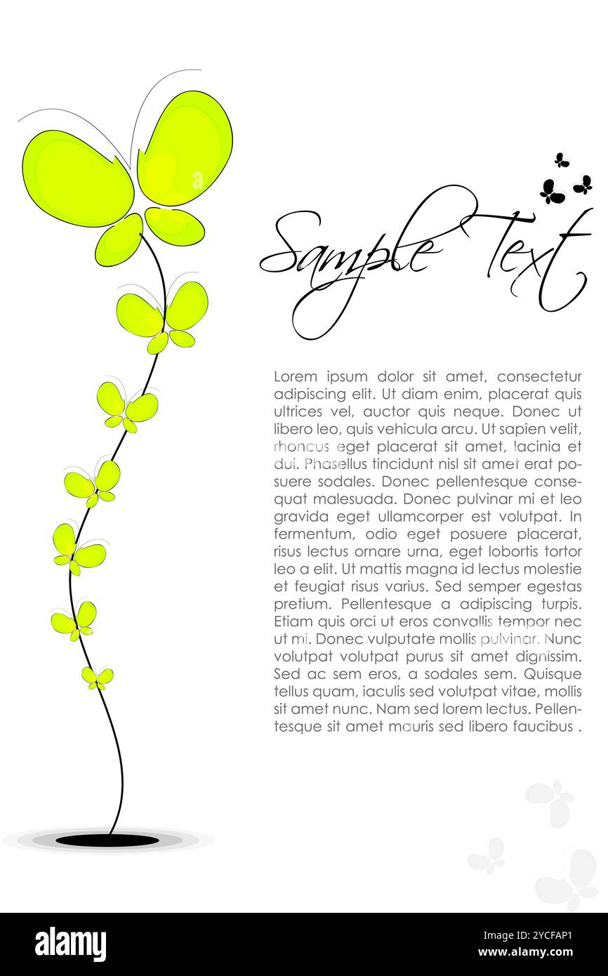 Illustration du modèle de texte abstract floral avec plante de butterfly Banque D'Images