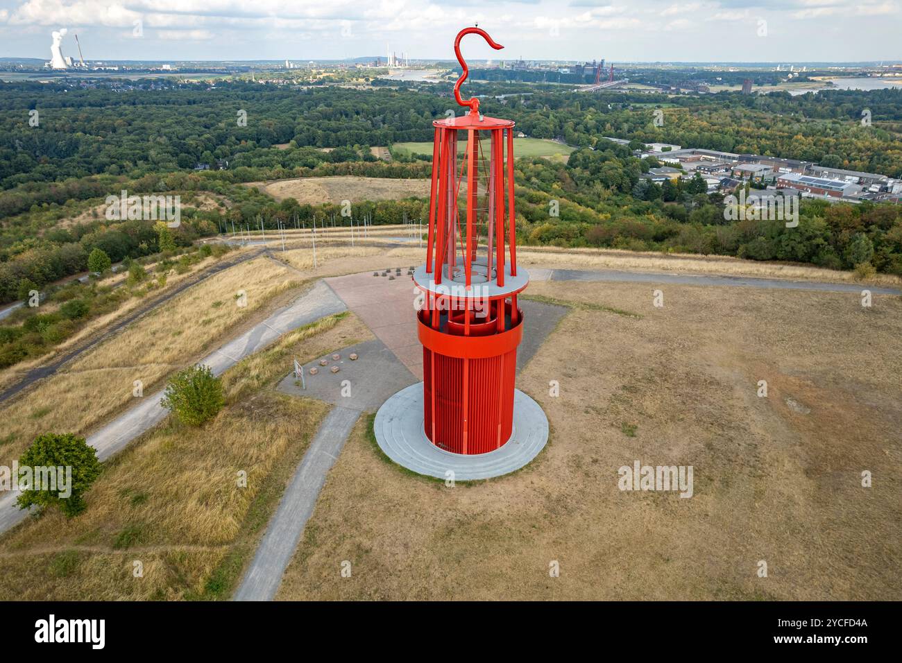 Lampe minière Das Geleucht sur la pointe du déblai de Rheinpreußen à Moers vu des airs, Rhénanie du Nord-Westphalie, Allemagne, Europe Banque D'Images