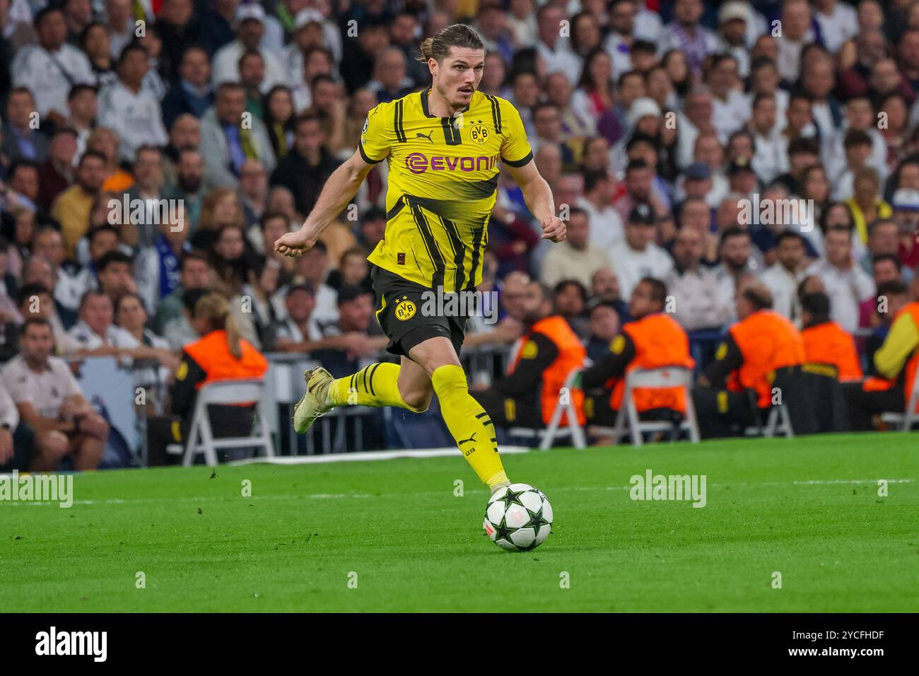 Marcel Sabitzer (Dortmund #20), ESP, Real Madrid v. Borussia Dortmund, Fussball, Champions-League, 3. Spieltag, saison 2024/2025, 22.10.2024 Foto : Eibner-Pressefoto/Joerg Niebergall Banque D'Images