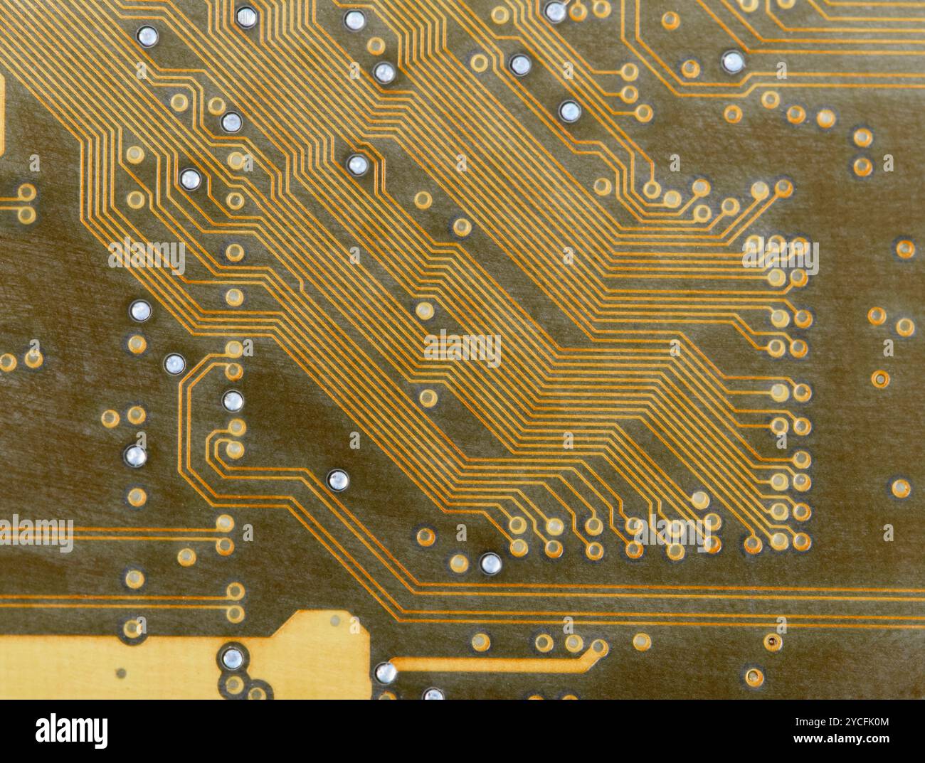 Fond doré de carte de circuit électronique Hi-tech Banque D'Images