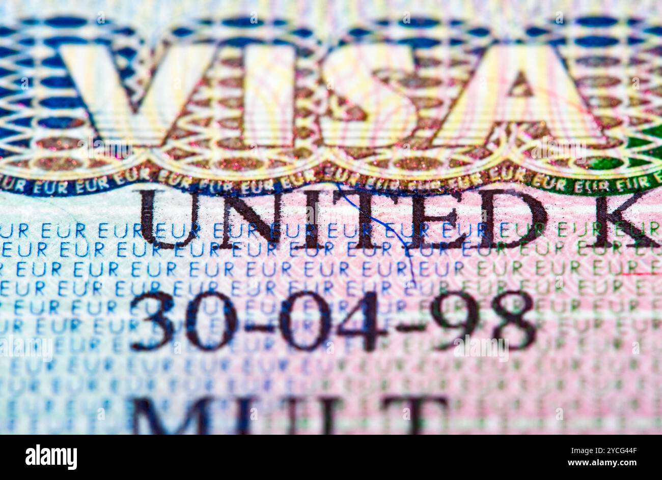 Visa Schengen dans le passeport. Fragment Banque D'Images